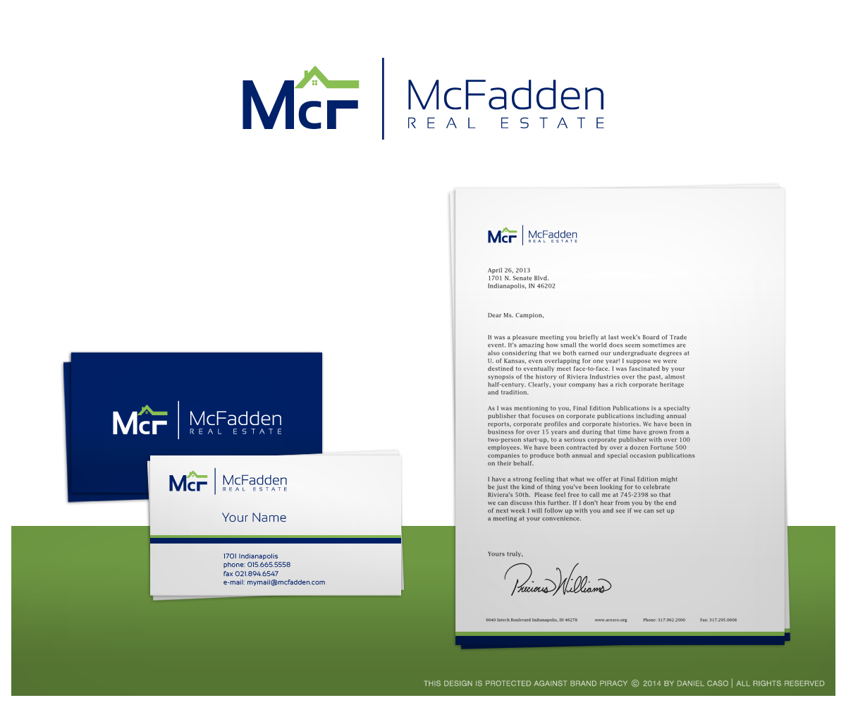 Letterhead Design by Daniel Caso Design for McFadden Real Estate | Design #3267983