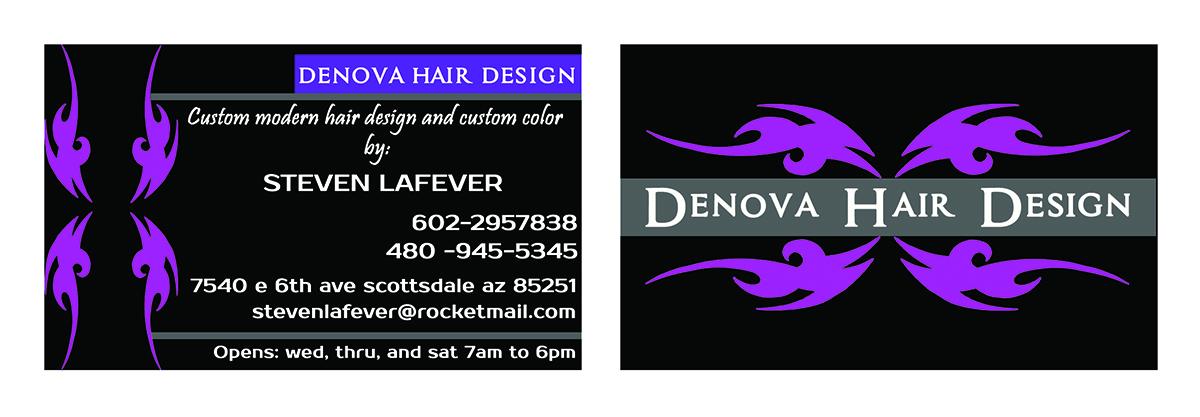 Business Card Design by InGang for denova hair design | Design #3274016