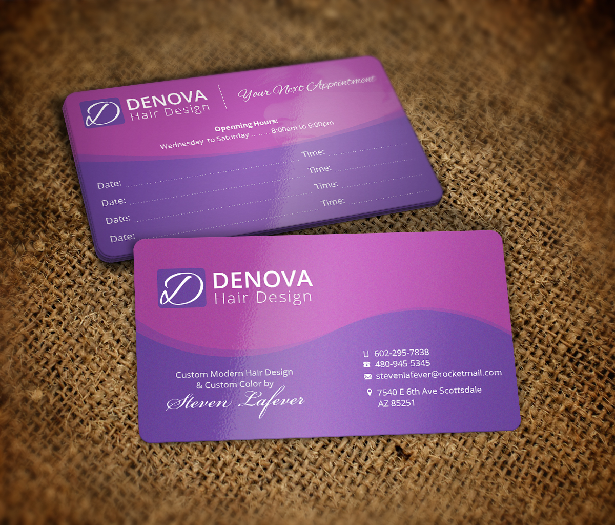 Visitenkarten-Design von Nelsur für denova hair design | Design #3267337