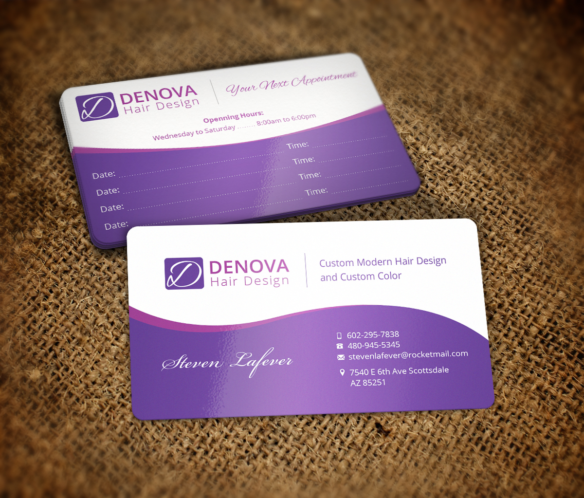 Visitenkarten-Design von Nelsur für denova hair design | Design #3267361