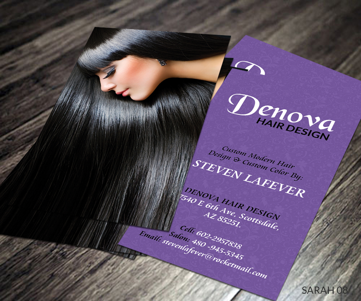 Business Card Design by Sarah Haroon for denova hair design | Design #3260441