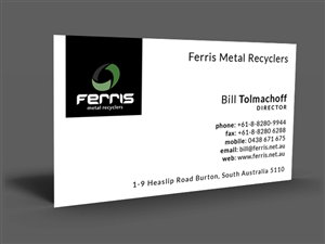 Diseño de Tarjeta de Presentación por  Artman para Ferris Metal Recyclers | Diseño: #3269799