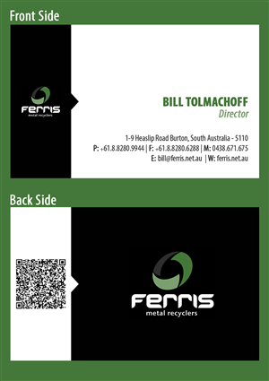 Business Card Design by AshishV for Ferris Metal Recyclers | Design #3258207