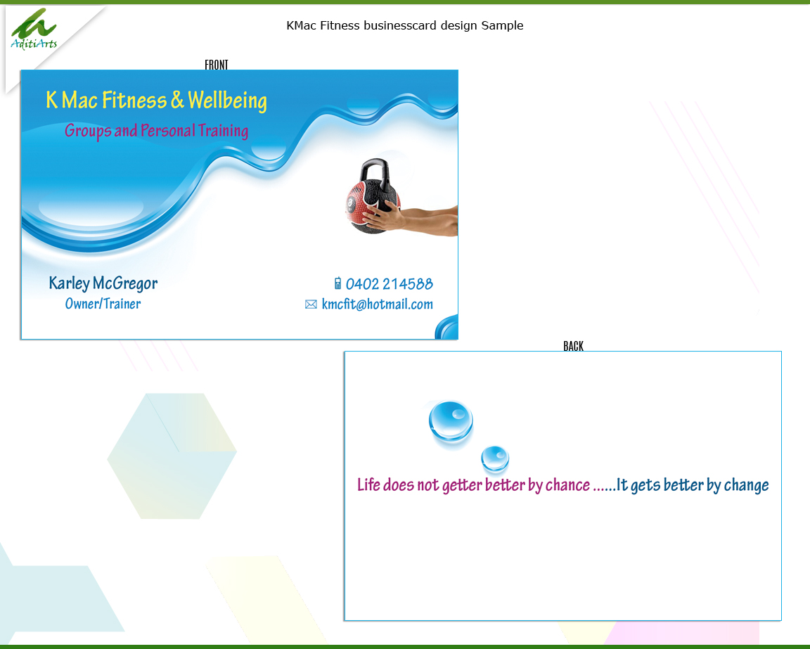 Business Card Design by AditiArts for K Mac Fitness  | Design #3265142