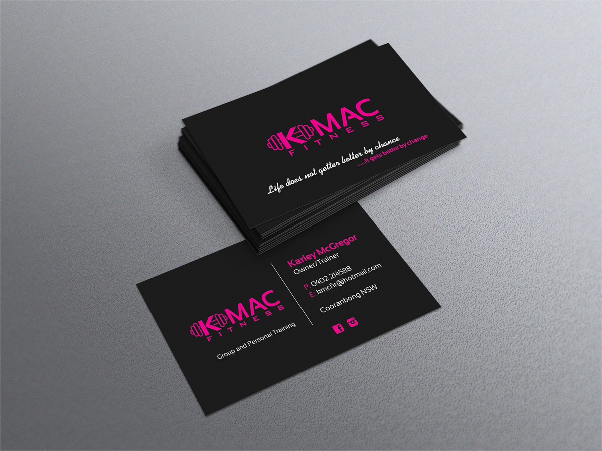 Business Card Design by diRtY.EMM for K Mac Fitness  | Design #3313567