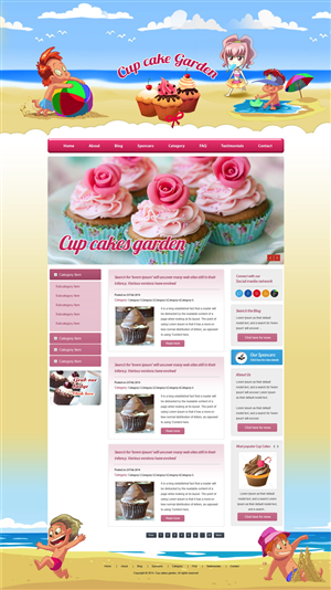Cupcakes blog redesign - cartoon/illustrated  style
