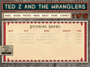 Web Design by lwelch.designs for Ted Z and The Wranglers | Design #3459354