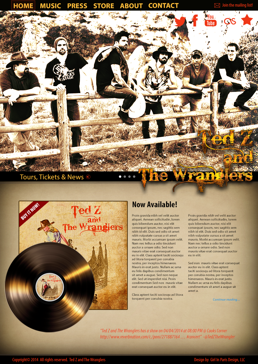 Web Design by JAC Marketing for Ted Z and The Wranglers | Design #3454968
