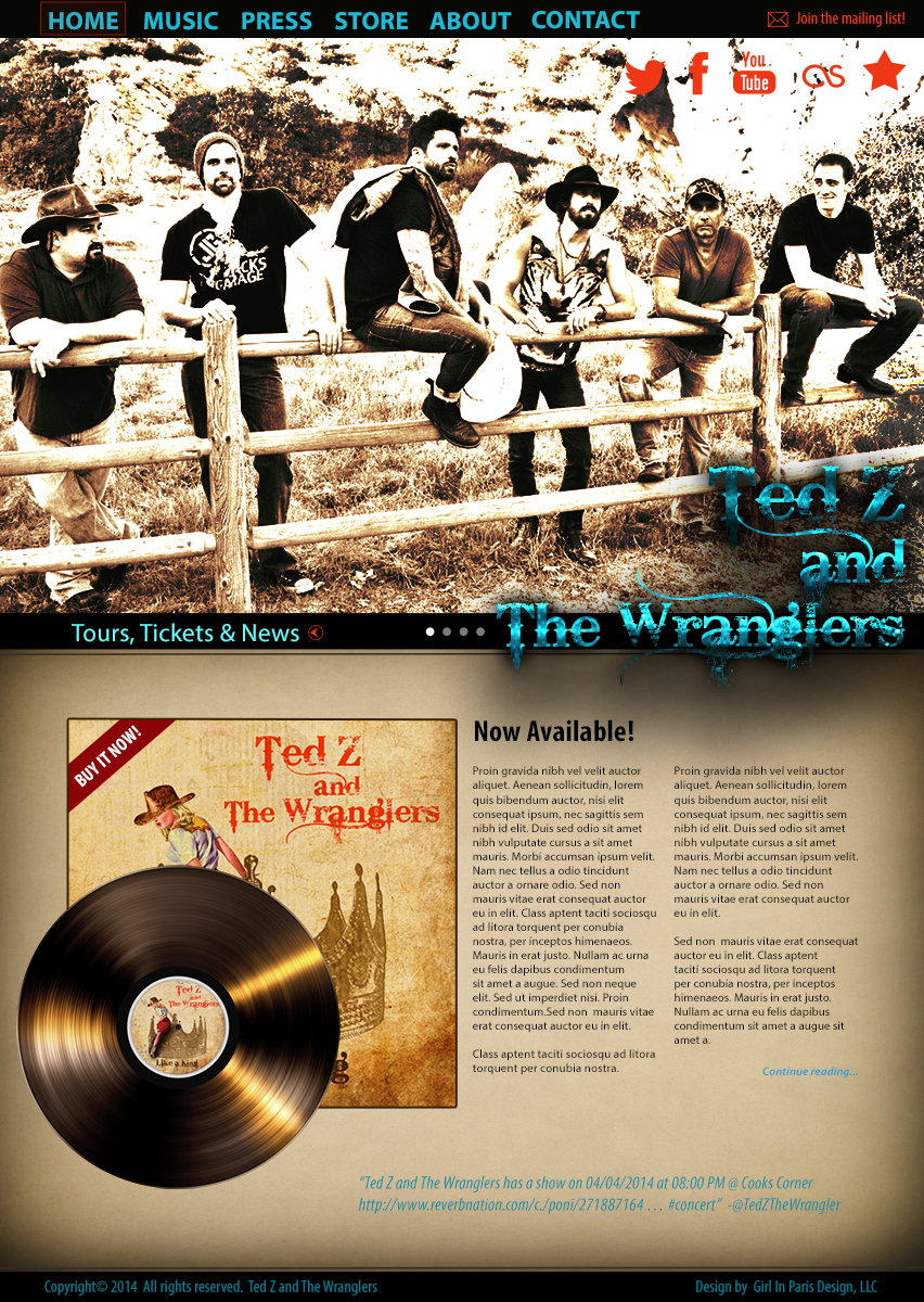 Web Design by JAC Marketing for Ted Z and The Wranglers | Design #3455115