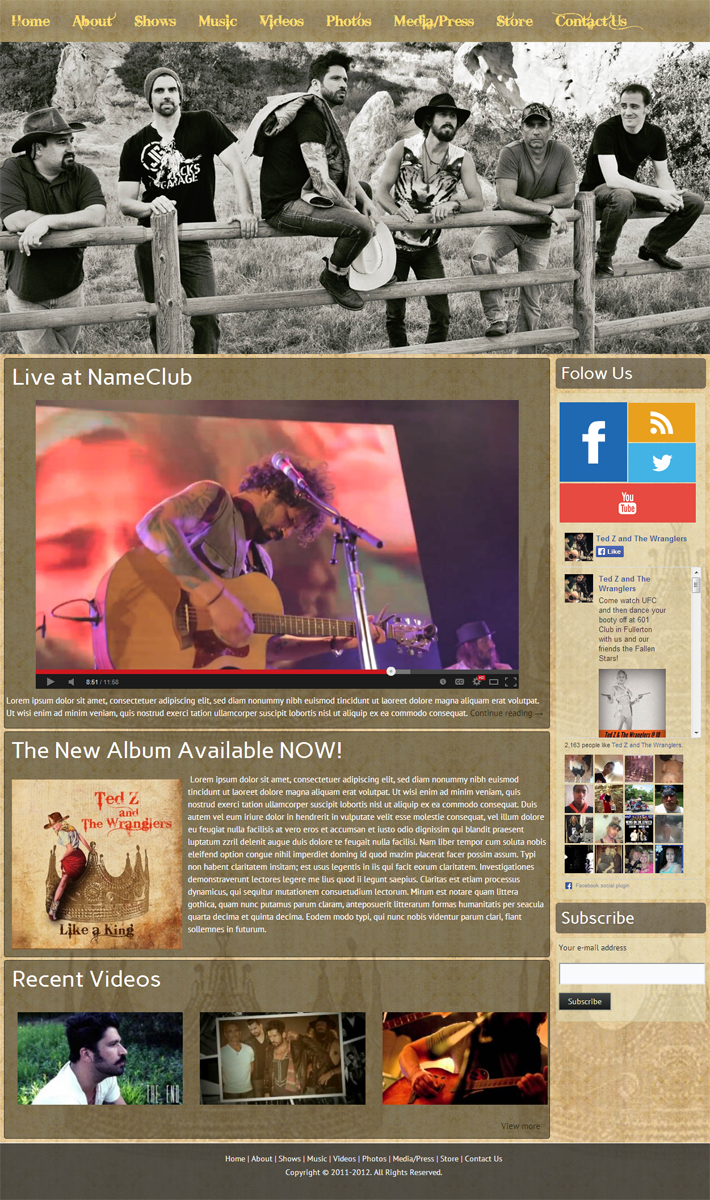Web Design by WebOne for Ted Z and The Wranglers | Design #3336058