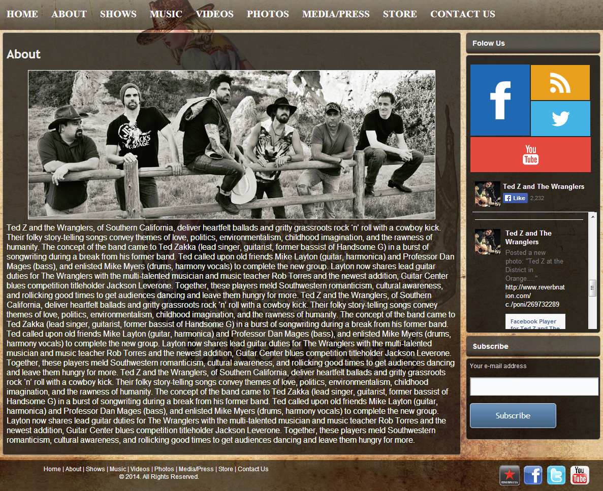 Web Design by WebOne for Ted Z and The Wranglers | Design #3393386