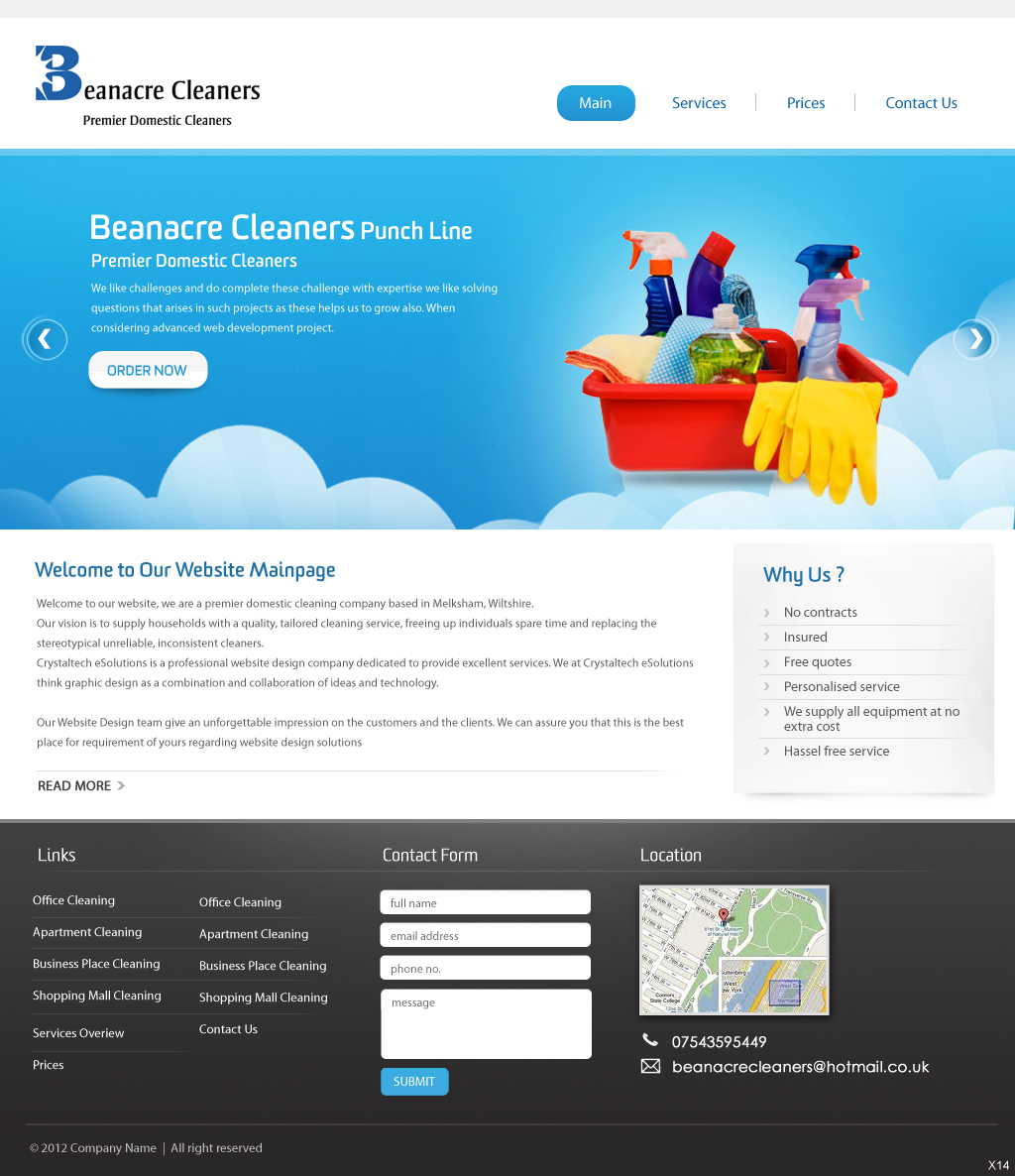 Web Design par pb pour Beanacre Cleaners | Design #809702
