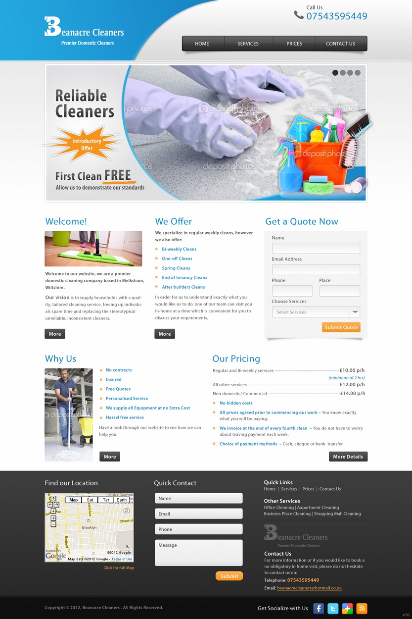 Web-Design von pb für Beanacre Cleaners | Design #814306