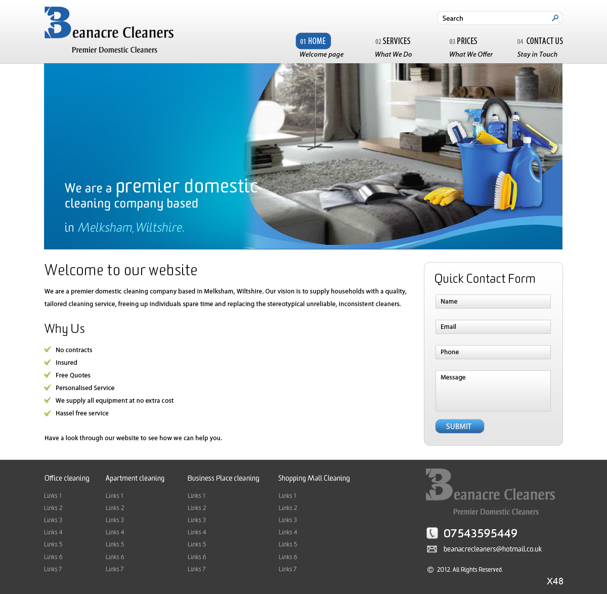 Web Design par pb pour Beanacre Cleaners | Design #814310