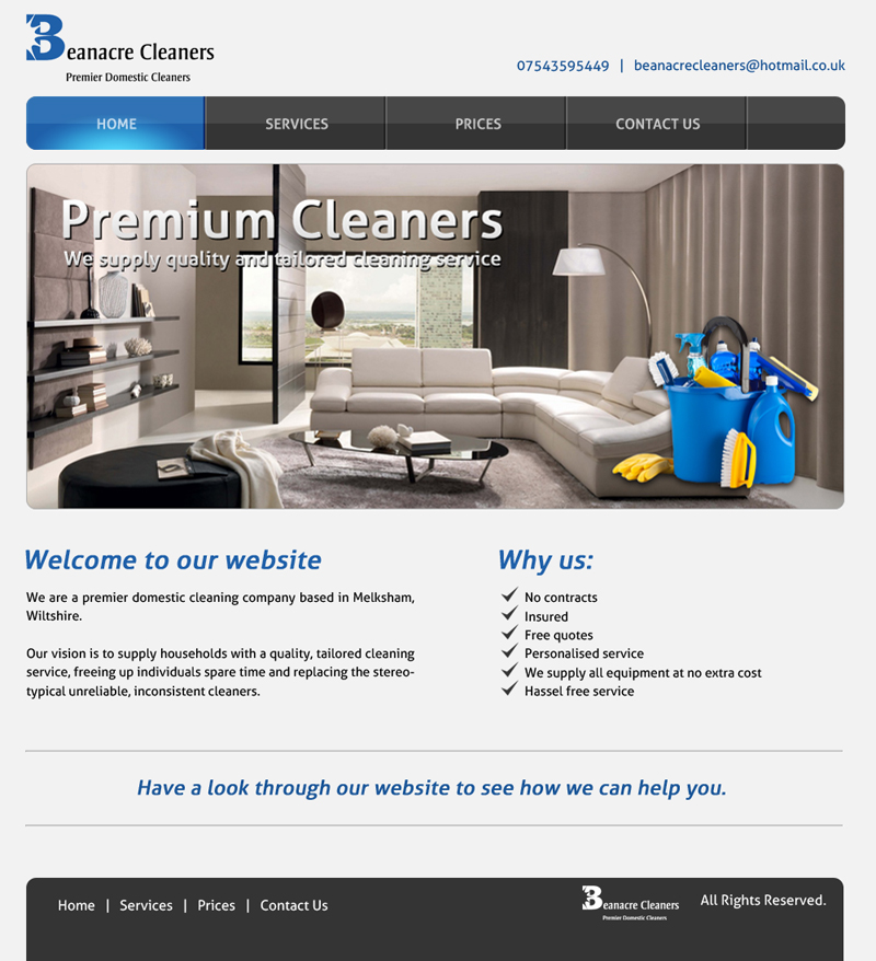 Web Design by LV Design Studios for Beanacre Cleaners | Design: #813565