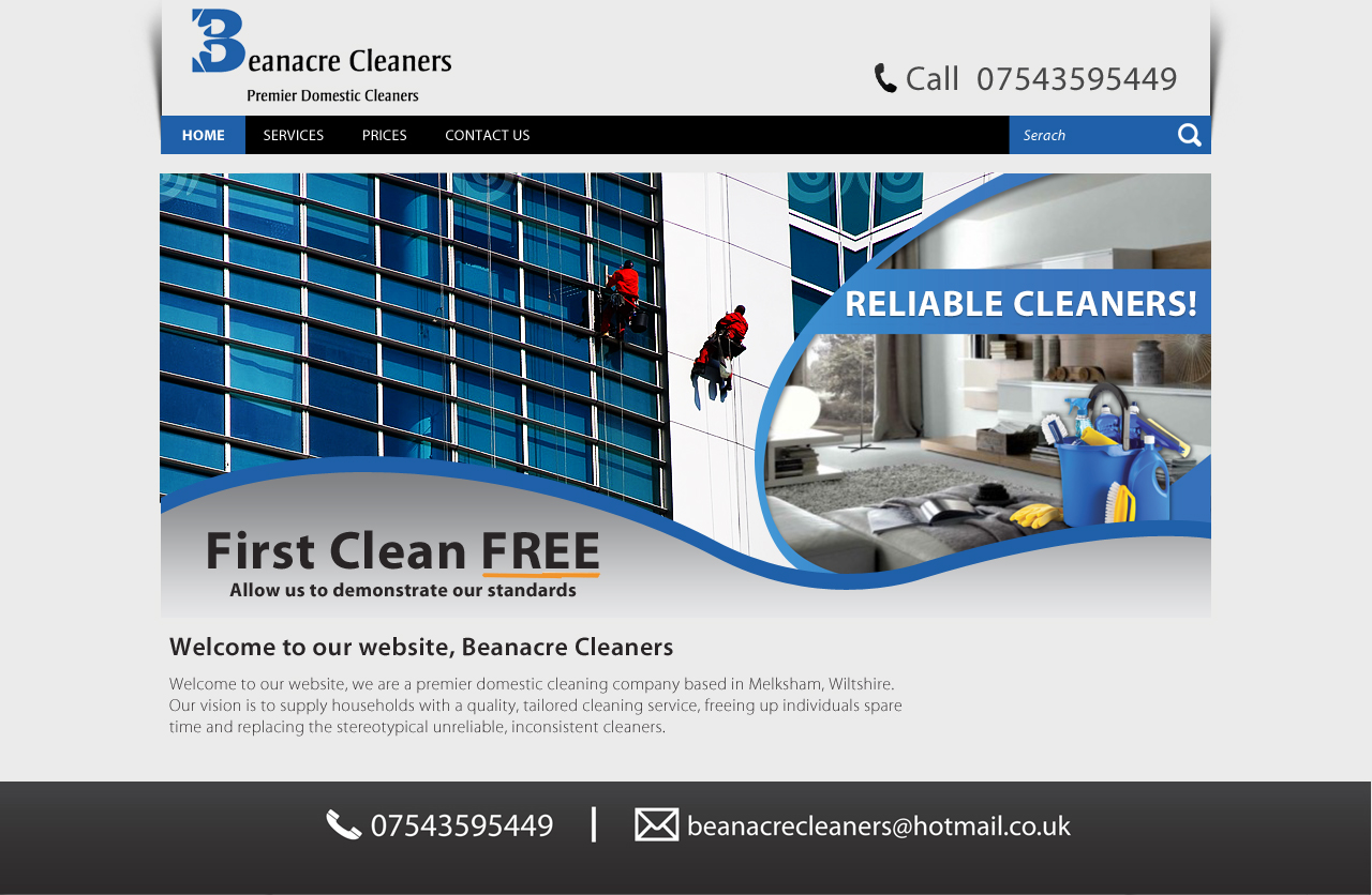 Web Design by Impressive Sol for Beanacre Cleaners | Design #810616