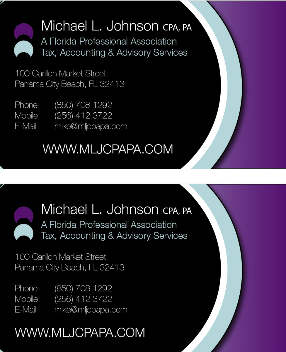 Business Card Design by faith.peach for Michael L. Johnson, CPA, PA | Design #3295373