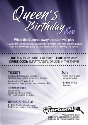 Queens Birthday Eve flyer design contest | Flyer Design by D-Design