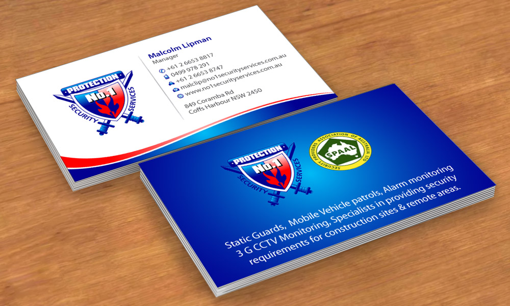 Visitenkarten-Design von Sbss für No. 1 Security Services Pty Ltd | Design #3309066