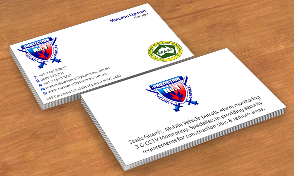 Visitenkarten-Design von Sbss für No. 1 Security Services Pty Ltd | Design #3309375