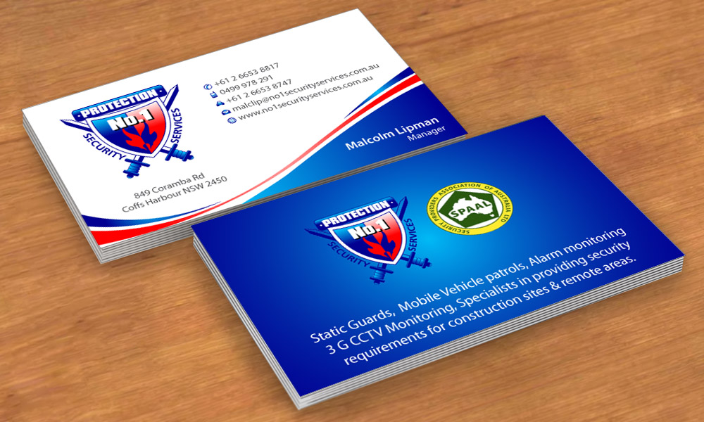Visitenkarten-Design von Sbss für No. 1 Security Services Pty Ltd | Design #3309388