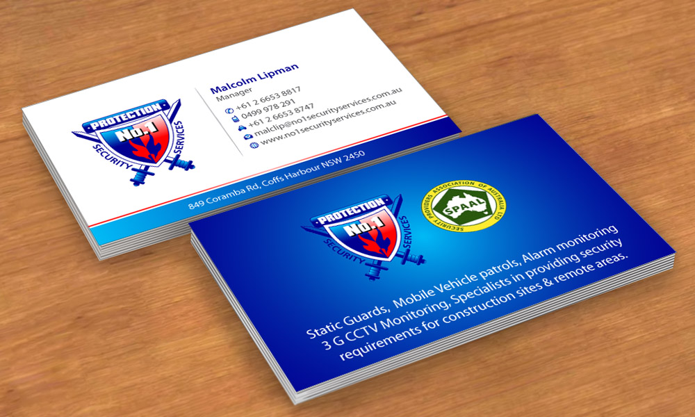 Visitenkarten-Design von Sbss für No. 1 Security Services Pty Ltd | Design #3309420