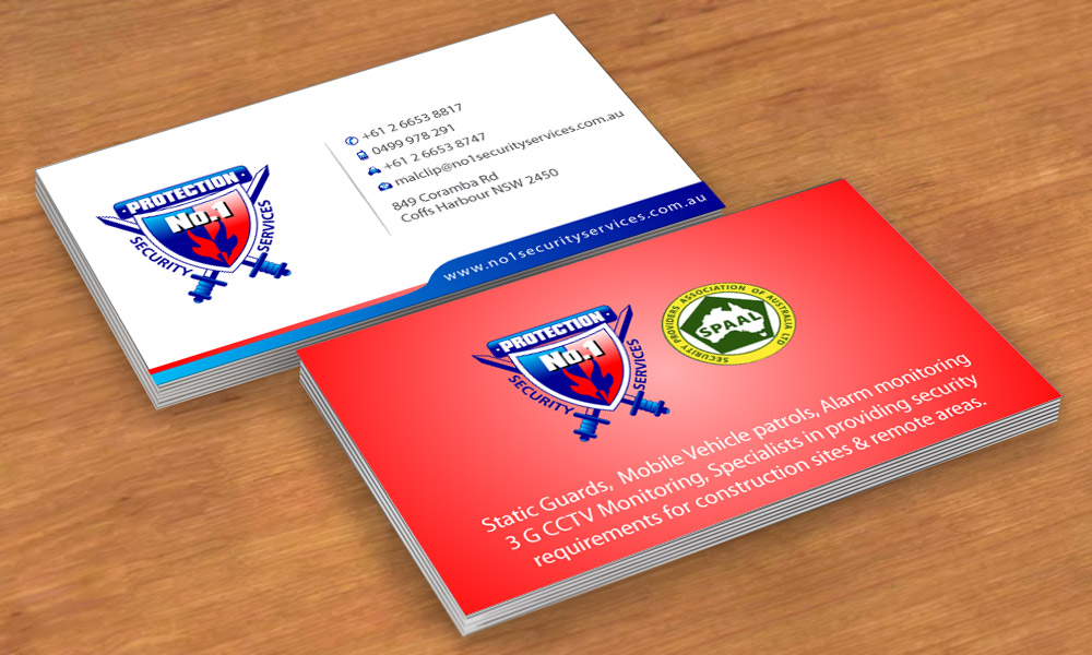 Business Card Design by Sbss for No. 1 Security Services Pty Ltd | Design #3309433