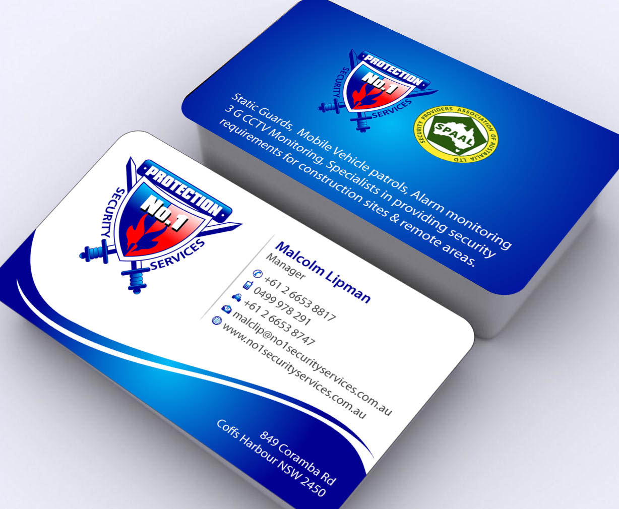 Visitenkarten-Design von Sbss für No. 1 Security Services Pty Ltd | Design #3309434