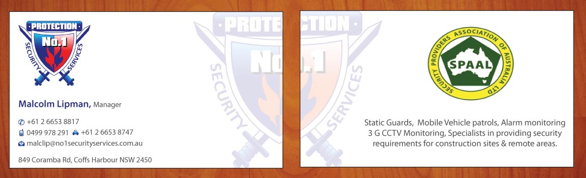Business Card Design by Sbss for No. 1 Security Services Pty Ltd | Design #3309537