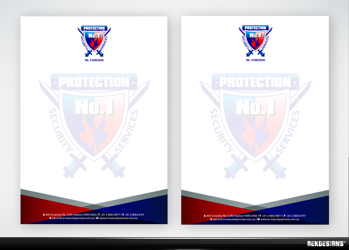 Business Card Design by gekgrfx for No. 1 Security Services Pty Ltd | Design #3337216