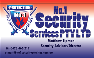 Visitenkarten-Design von Jellie für No. 1 Security Services Pty Ltd | Design: #3310745