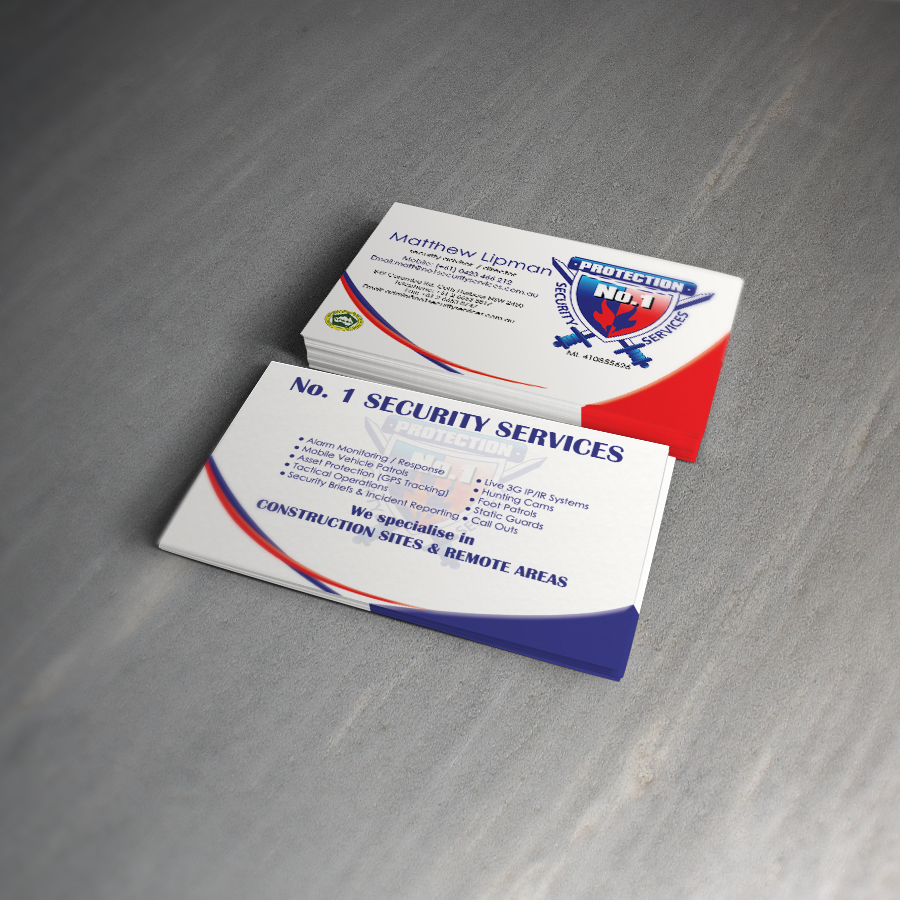 Business Card Design by Jellie for No. 1 Security Services Pty Ltd | Design #3318956