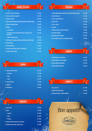 Stillwater Fish House Menu design | Design de Menu par Fuxxo Works