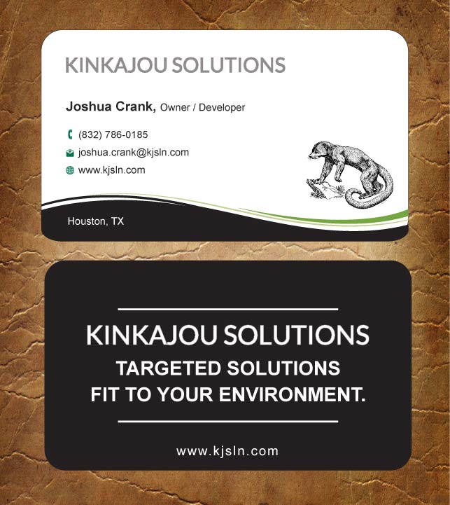 Business Card Design by Sandy1155 for Kinkajou Solutions | Design #3355652