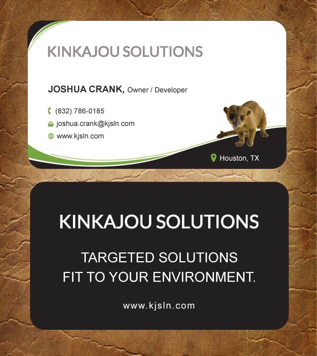 Business Card Design by Sandy1155 for Kinkajou Solutions | Design #3355658