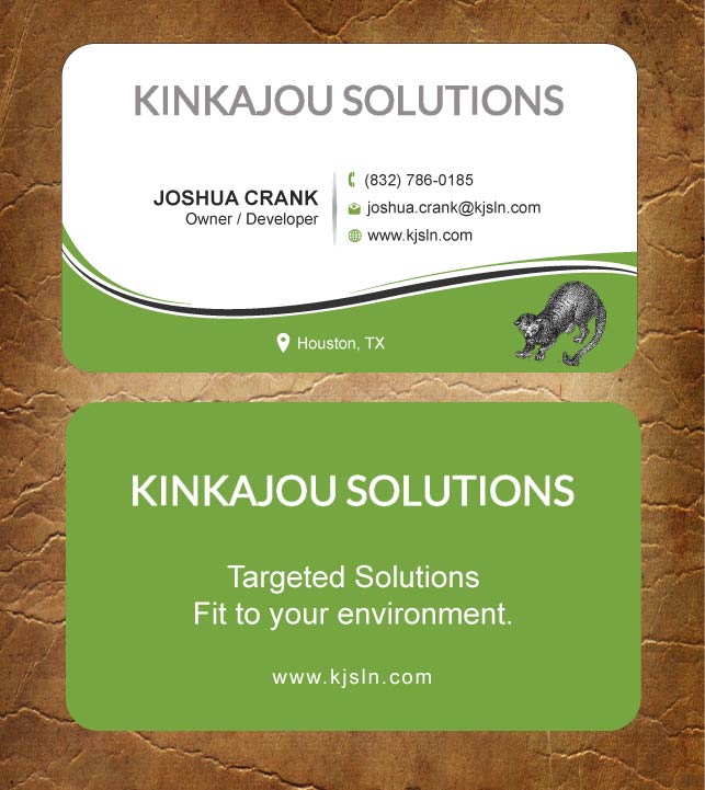 Business Card Design by Sandy1155 for Kinkajou Solutions | Design #3355660