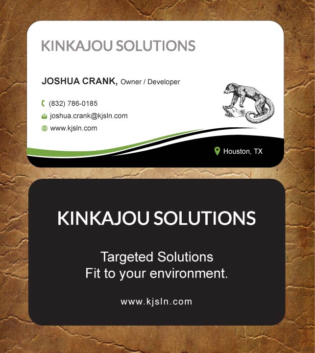 Business Card Design by Sandy1155 for Kinkajou Solutions | Design #3355661