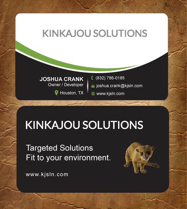 Business Card Design by Sandy1155 for Kinkajou Solutions | Design #3355663