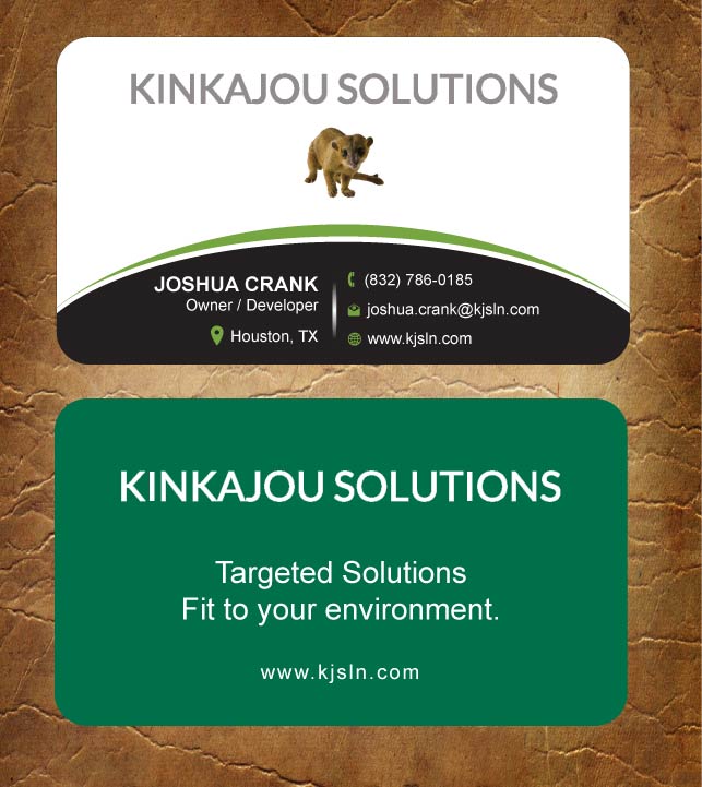 Business Card Design by Sandy1155 for Kinkajou Solutions | Design #3355673