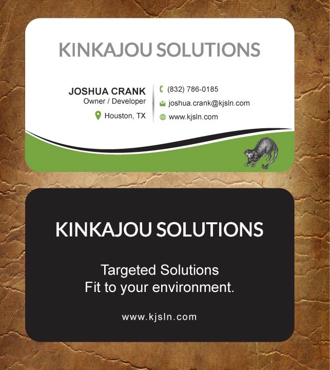 Business Card Design by Sandy1155 for Kinkajou Solutions | Design #3355676