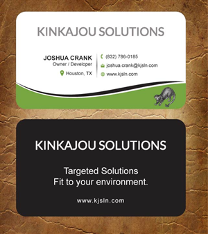 Business Card Design by Sandy1155 for Kinkajou Solutions | Design: #3355676