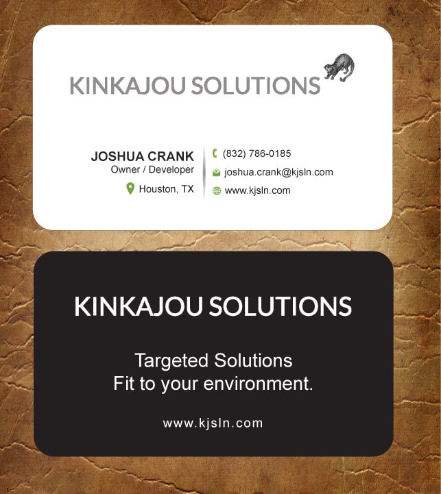 Business Card Design by Sandy1155 for Kinkajou Solutions | Design #3355677