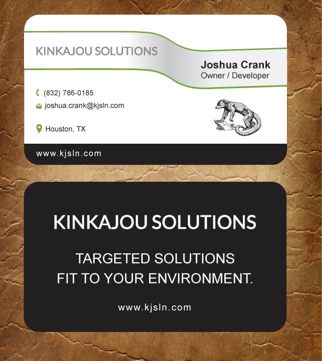 Business Card Design by Sandy1155 for Kinkajou Solutions | Design #3355691