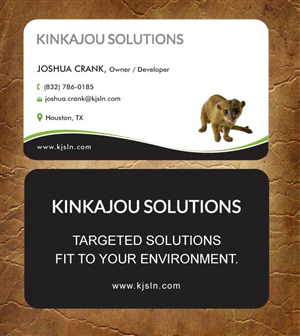 Business Card Design by Sandy1155 for Kinkajou Solutions | Design: #3355699