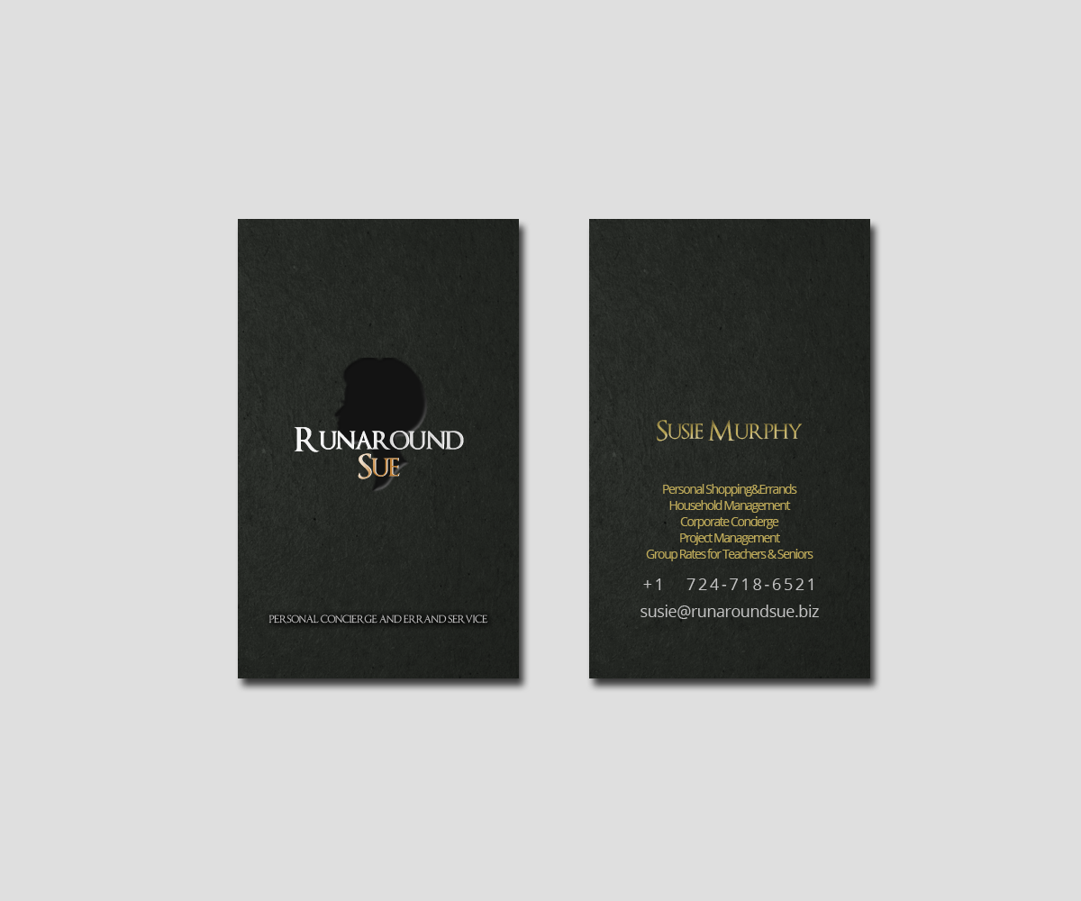 Business Card Design by Seamus Radu for Runaround Sue | Design #3477928