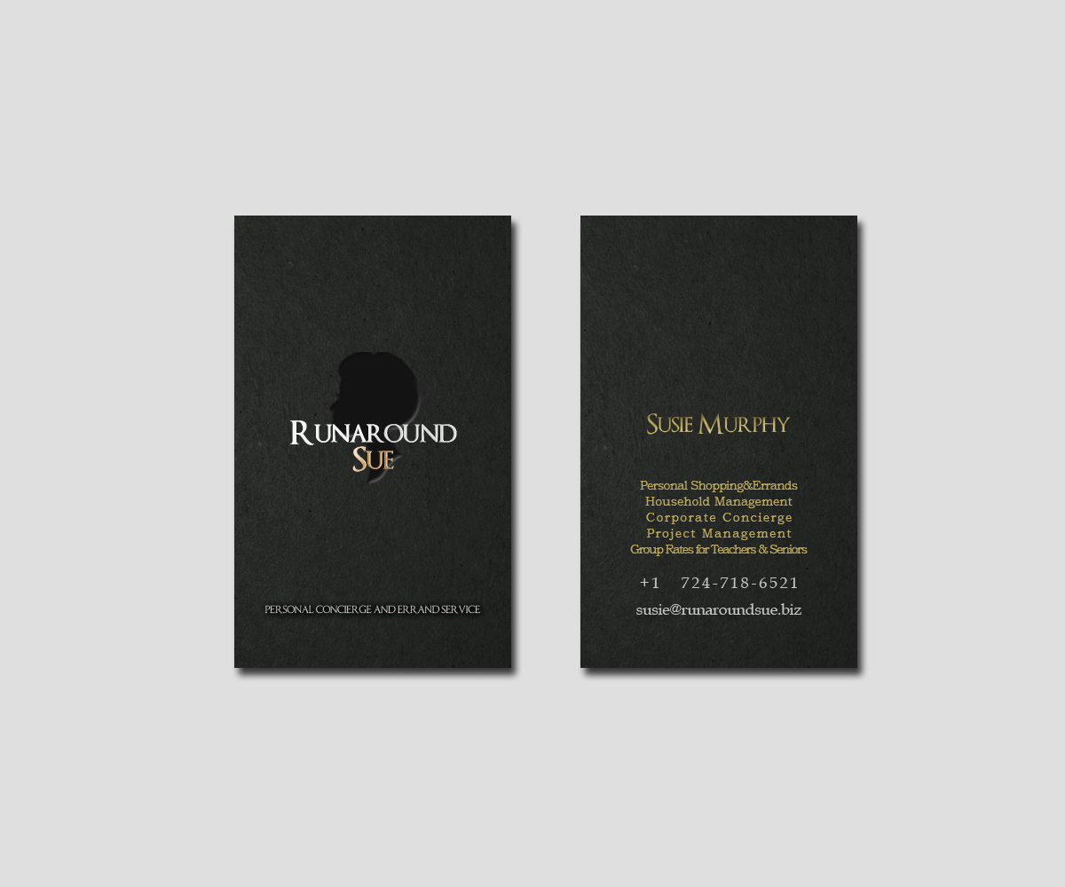 Business Card Design by Seamus Radu for Runaround Sue | Design #3477941
