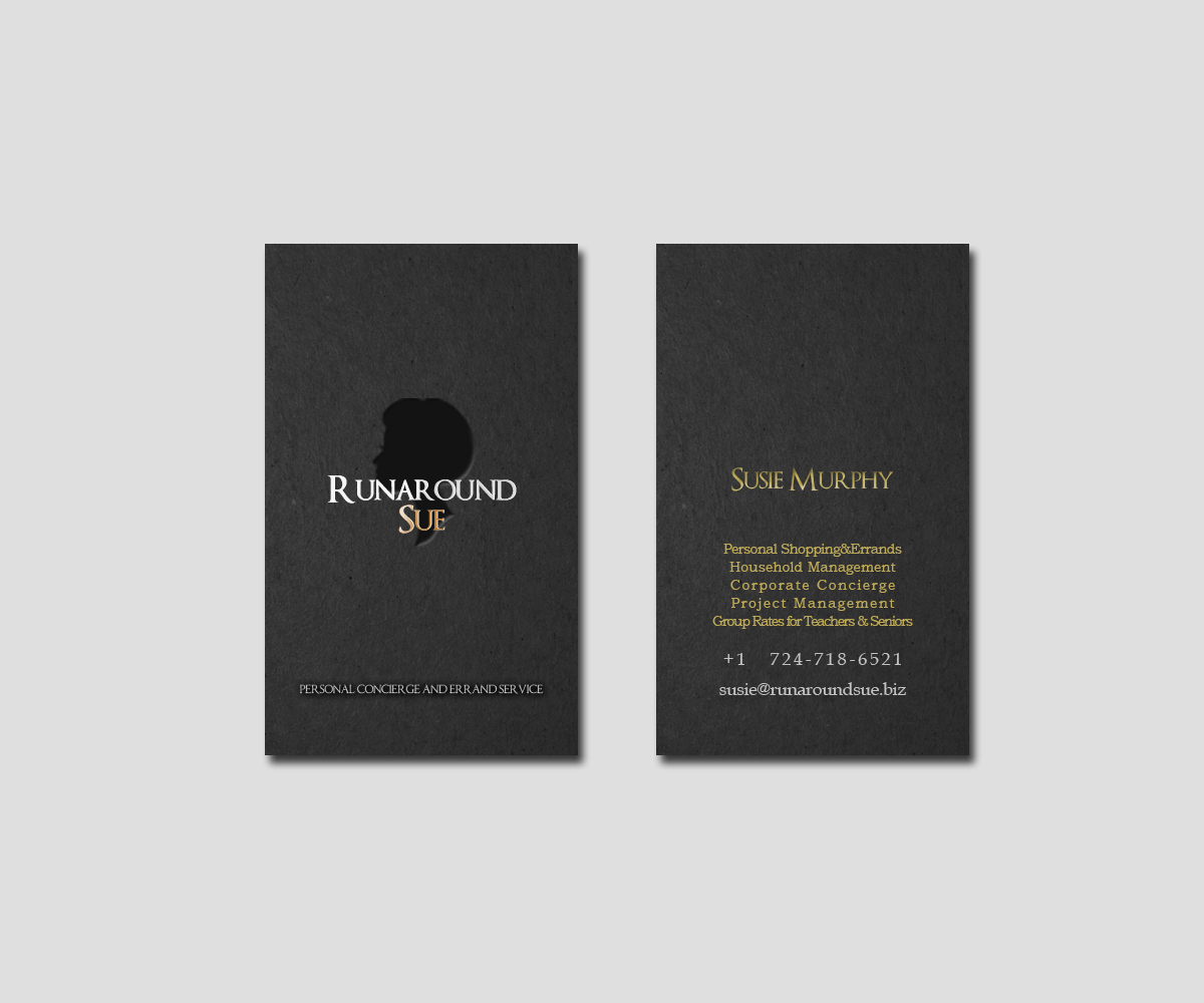 Business Card Design by Seamus Radu for Runaround Sue | Design #3477944