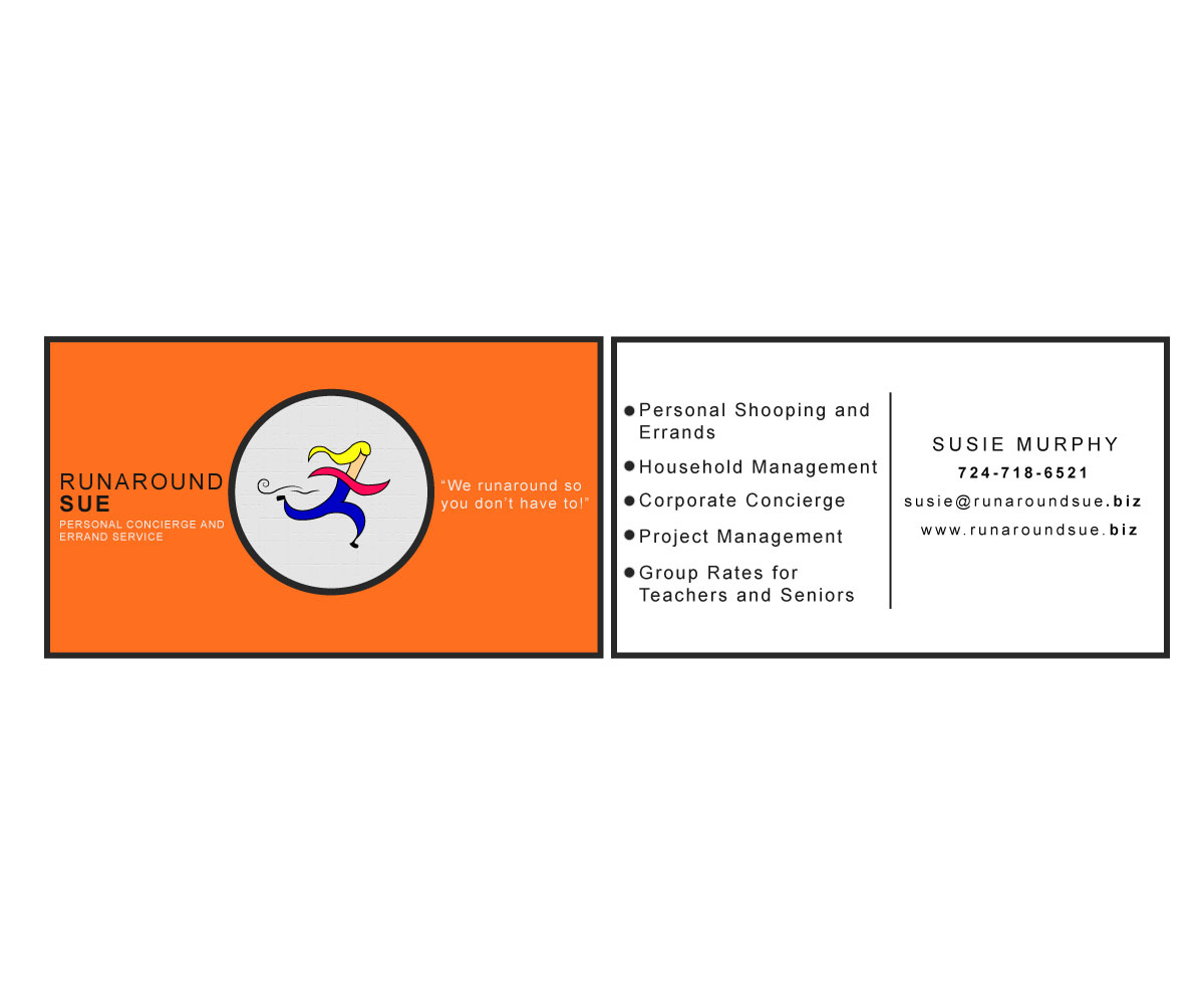 Business Card Design by francismaracha for Runaround Sue | Design #3357638