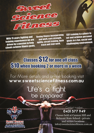 Sweet Science Fitness - Boxing/Adventure training flyer | Flyer Design by DesigNart