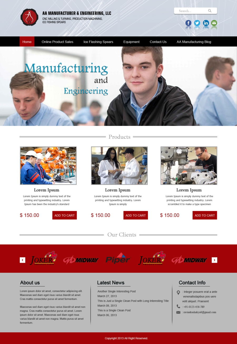 Diseño Web por GlobalTech para AA Manufacturing And Engineering, LLC | Diseño #3392041